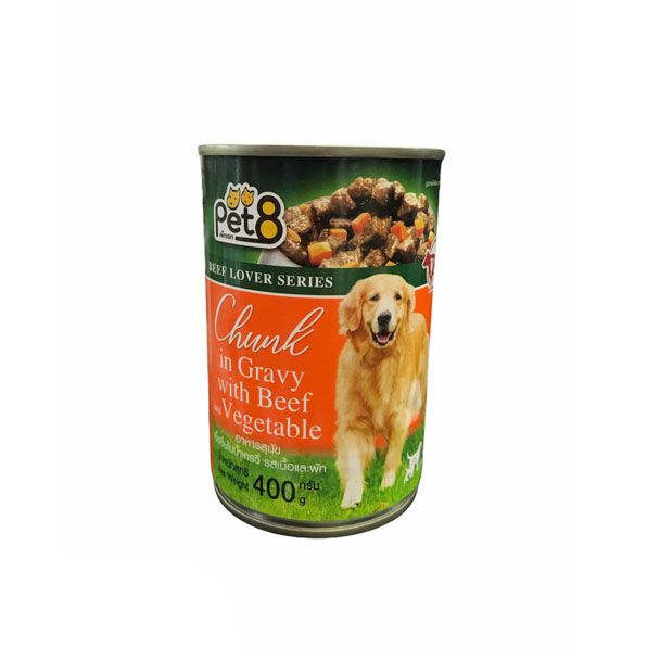 Pet8- Chunk Beef & Vegetable Gravy 400g