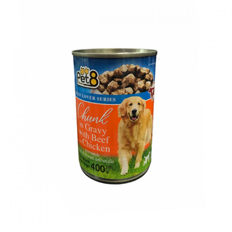 Pet8- Chunk Beef & Chicken in Gravy 400g